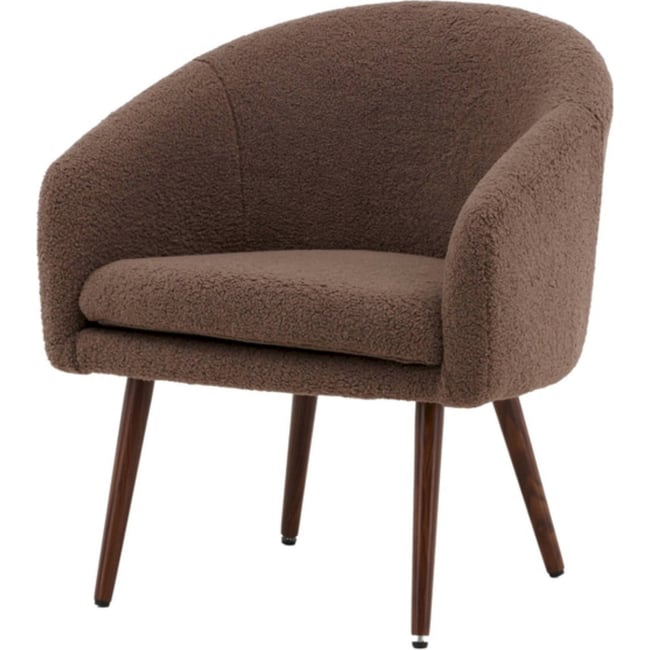 Fauteuil bouclette collection GLITENS Couleur marron bouclette et effet noyer <span itemprop=