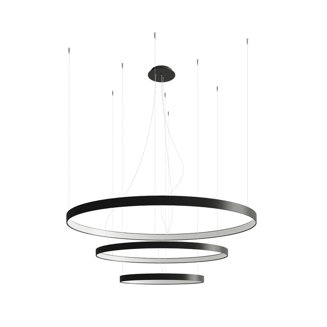 Lustre Aluminium Noir LED 3 Rio Couleur noir <span itemprop=