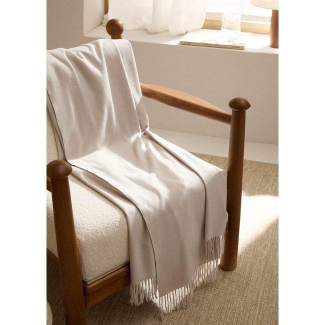 Arctic Plaid en 100% Laine Vierge - 130 x 200 cm - Couverture en Laine avec Longues Franges