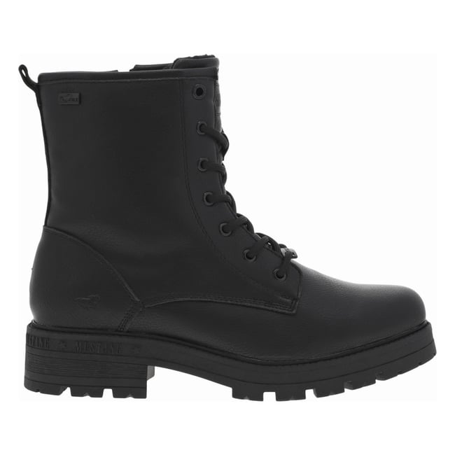 Bottines noires à talon décroché bas avec un zip et des lacets ronds noires <span itemprop=