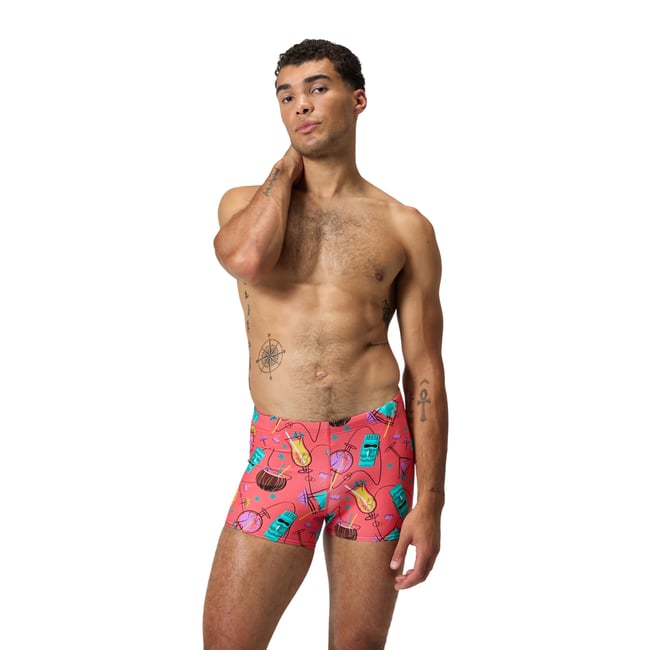 Short de bain motif/style cocktail BEACHSTAR rouge corail / multicolore imprimé <span itemprop=