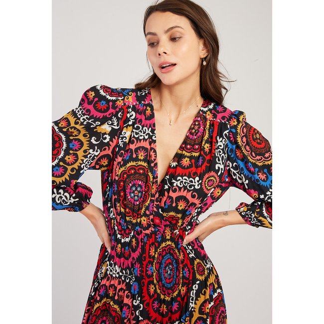 Babou midi dress in tribal print black Derhy La Redoute