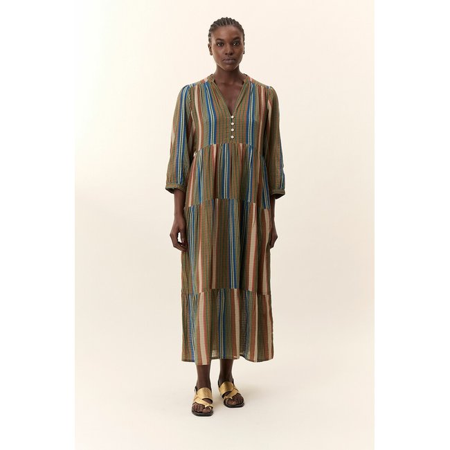 Robe midi rayée, manches 3/4, ROZELA bleu <span itemprop=