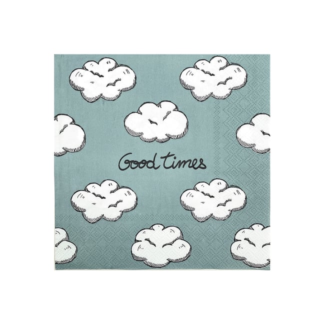 Lot de 20 serviettes en papier motif nuages bleu <span itemprop=