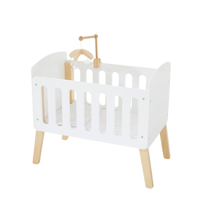 Mobile pour lit poupon en bois blanc <span itemprop=