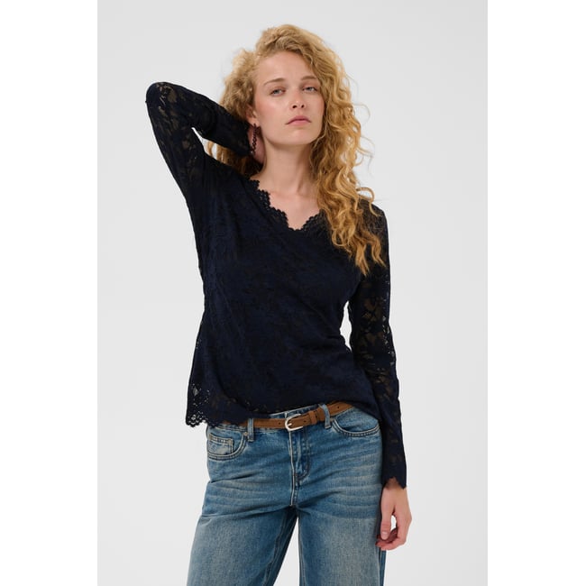Blouse à manches longues bleu salute <span itemprop=