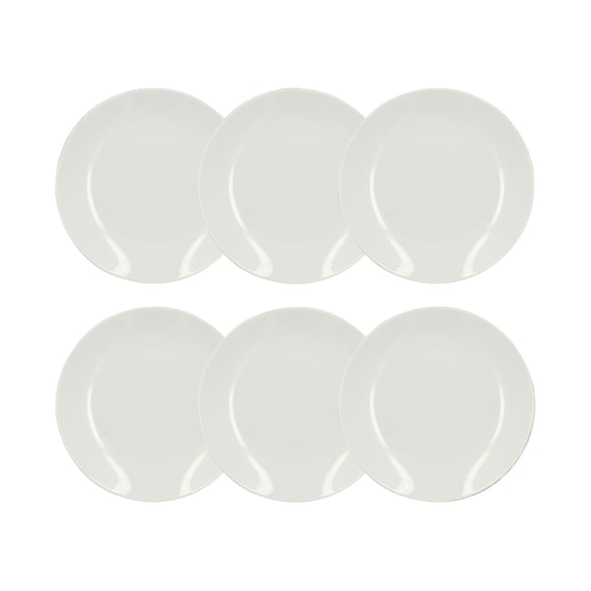 Lot de 6 assiettes à dessert en porcelaine 21cm, METROPOLITAN Couleur blanc <span itemprop=
