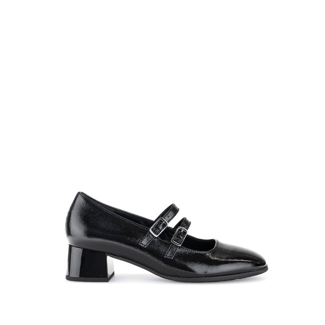 en cuir à talon block décroché noir <span itemprop=