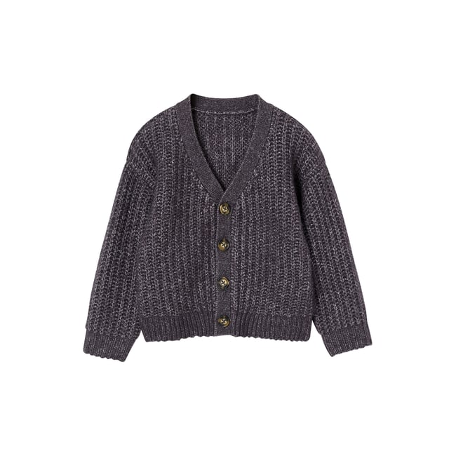 Gilet col V gris ardoise <span itemprop=