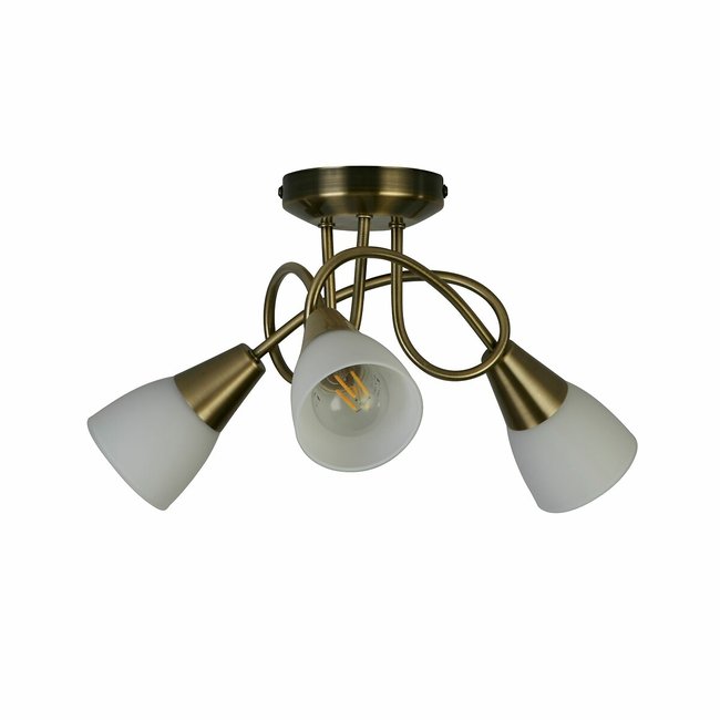 Joplin 3-Light Semi-Flush Ceiling Light in Antique Brass, antique brass, SO'HOME