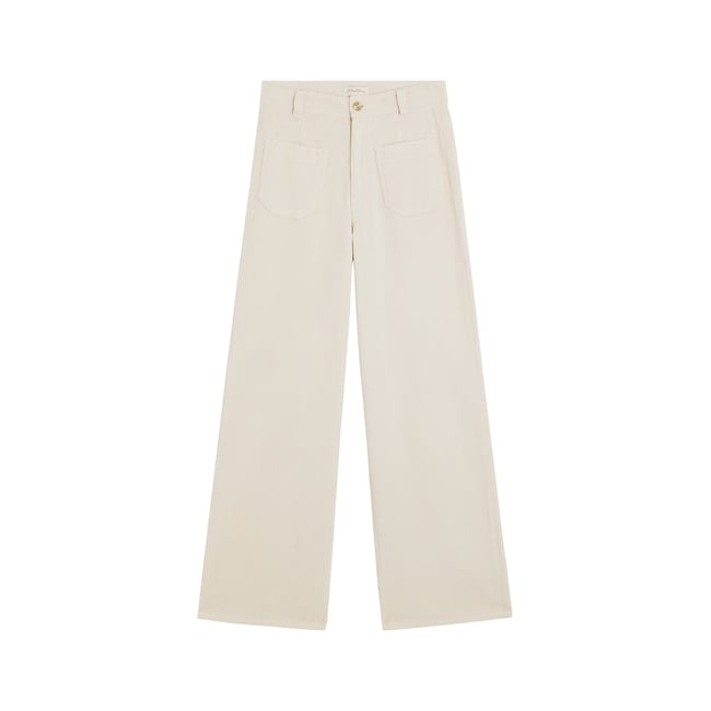 PANTALON JANE VELOURS CORDSOFT blanc casse <span itemprop=