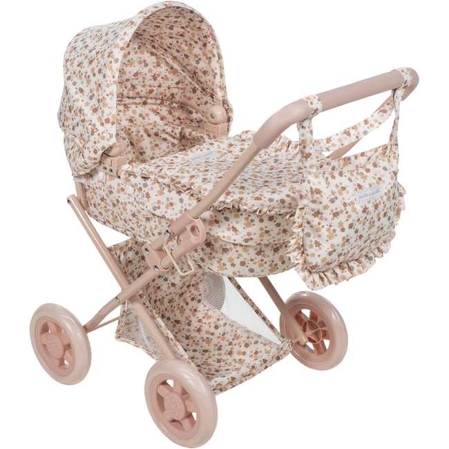Landau pour poupée blanc, rose, marron <span itemprop=