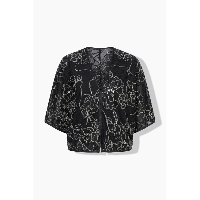 Boléro en soie mélangée, coupe oversize noir <span itemprop=
