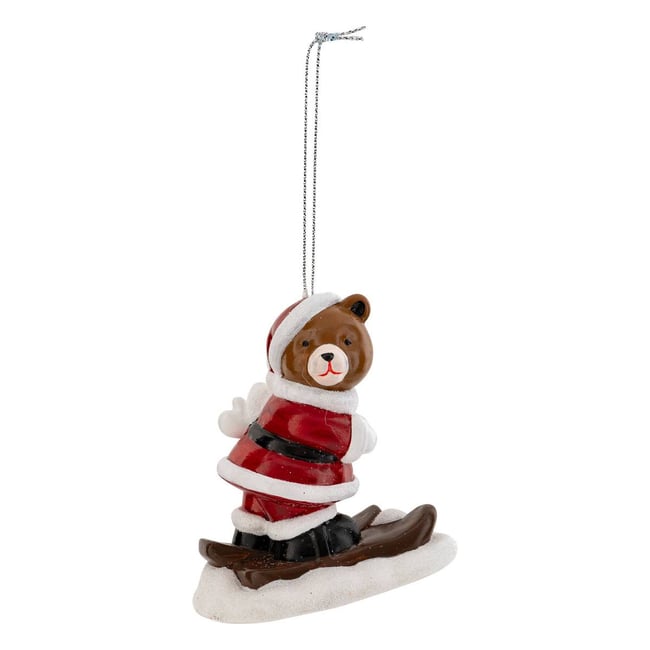 Sujet ourson à ski H9 cm rouge Couleur rouge <span itemprop=
