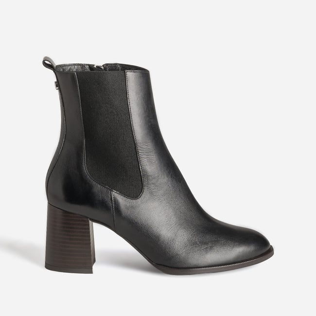 Boots À Talon en cuir CLESIA noir <span itemprop=