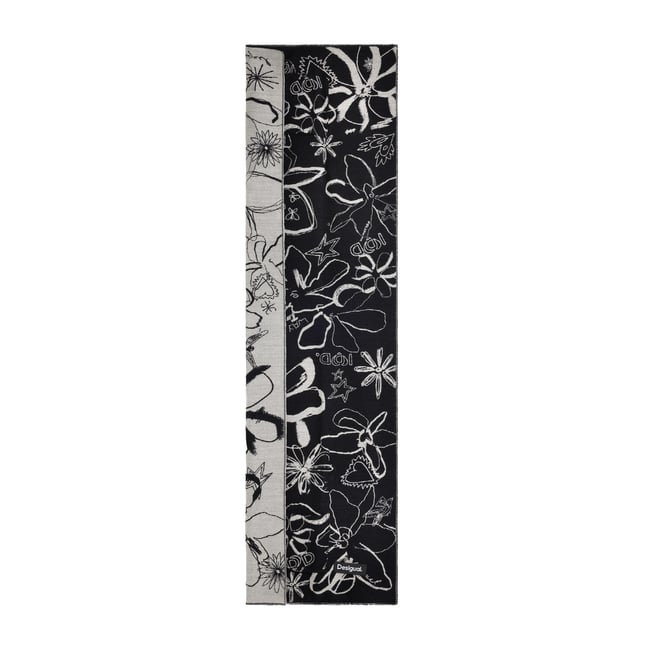 Longue écharpe imprimée gris <span itemprop=