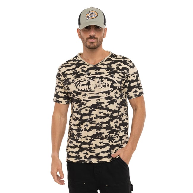 Tee Shirt coton Ron noir/beige <span itemprop=