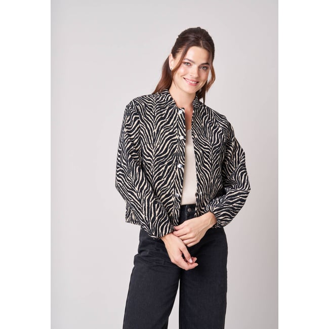 Veste teddy bombers femme ZEBRYA black <span itemprop=