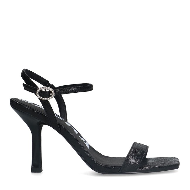 Sandales à talon pailletées noir <span itemprop=