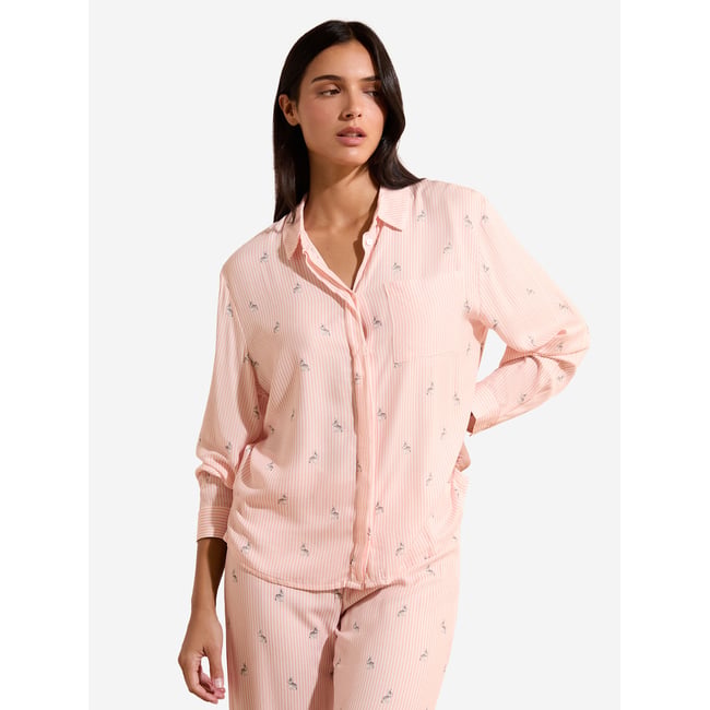 Chemise de pyjama à imprimé lapin BENJAMIN rose <span itemprop=