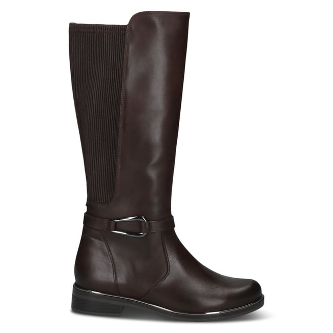 Bottes à talon marron foncé combiné <span itemprop=