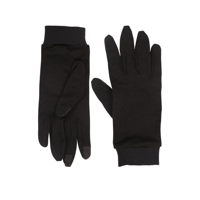 Gants en soie noir <span itemprop=