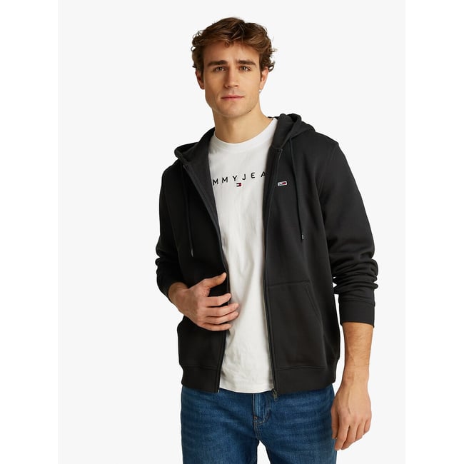Felpa con cappuccio e zip in tessuto spazzolato - TOMMY JEANS