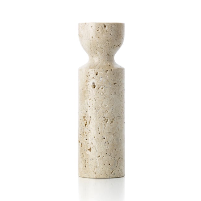 Bougeoir en travertin TRAVERTINE HOURGLASS Couleur beige <span itemprop=