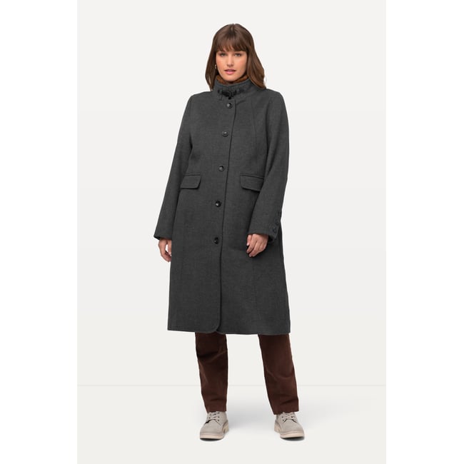Manteau style tyrolien à col montant taupe <span itemprop=