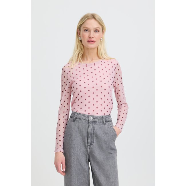 Á manches longues rose parfait pink dots <span itemprop=