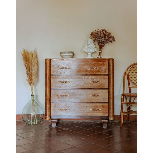 Commode en bois classique art déco Olga N°692 - Bon état Couleur bois clair <span itemprop=