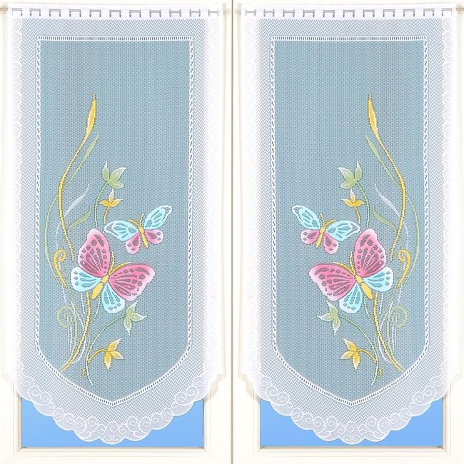Paire de petits voilages en dentelle motifs papillons - HOME MAISON