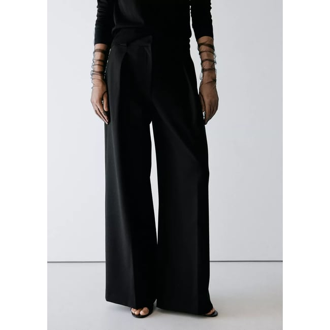 Pantalon de tailleur droit noir <span itemprop=