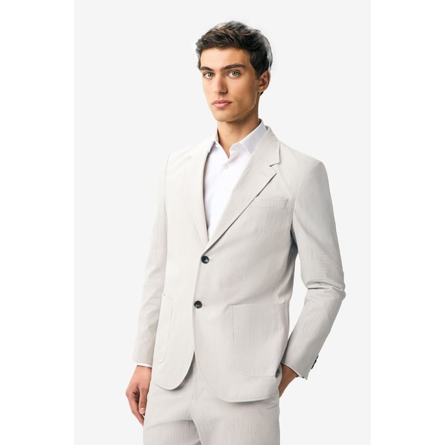 Veste de costume slim à rayures naturel <span itemprop=
