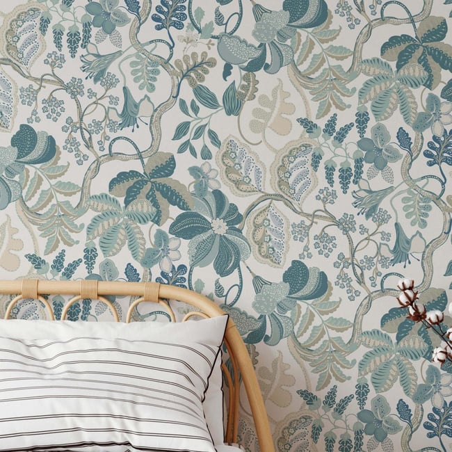 Papier peint chic et délicat avec plantes grimpantes fantaisistes - 85x260 cm (l x h) - LA TOUCHE ORIGINALE