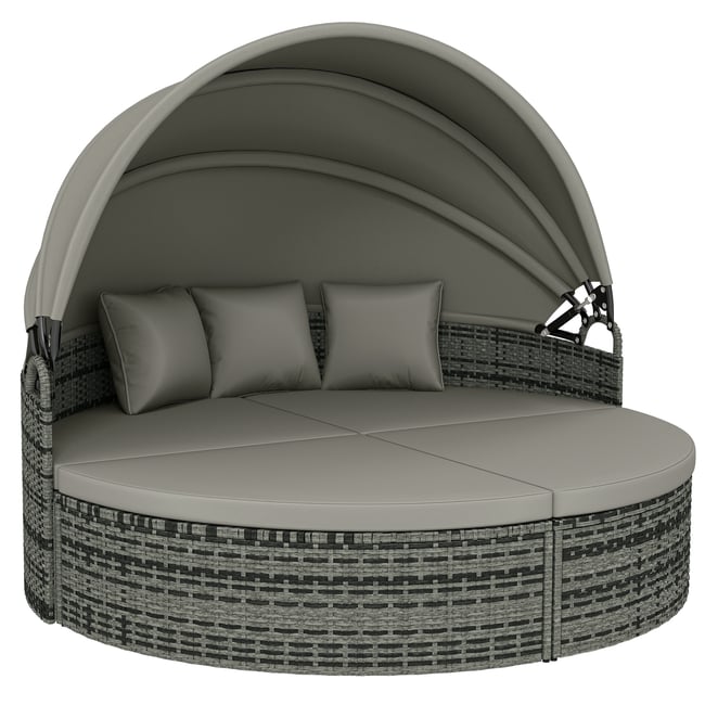 Ensemble de chaises longues en rotin Résine gris clair, gris foncé <span itemprop=
