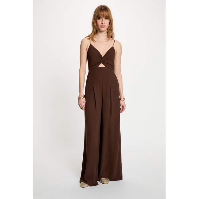 Combinaison large col v marron foncé <span itemprop=