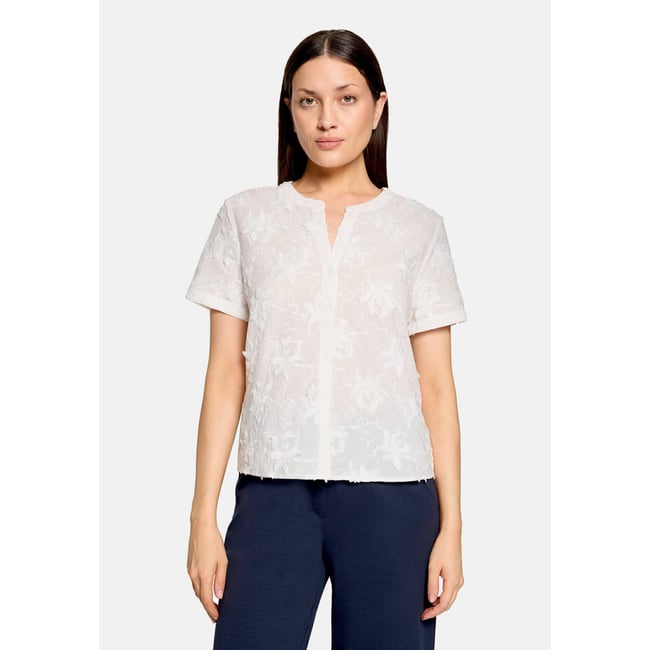 Chemisier à broderies blanc <span itemprop=