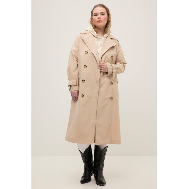 Trench-coat oversized. Col à revers amande <span itemprop=