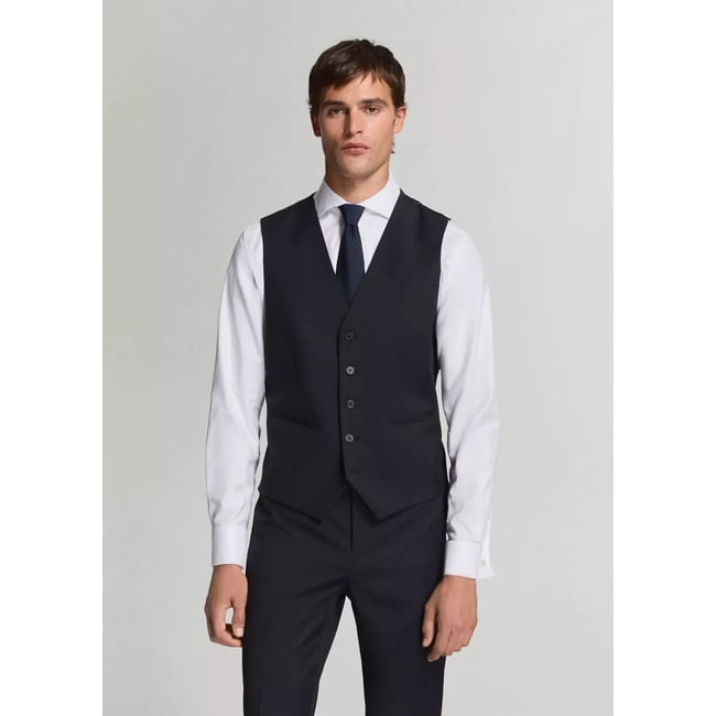 Gilet de costume Turin 100 % laine bleu marine <span itemprop=