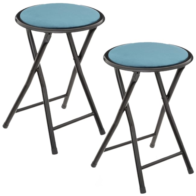 Lot de 2 tabourets pliants en velours Couleur bleu <span itemprop=