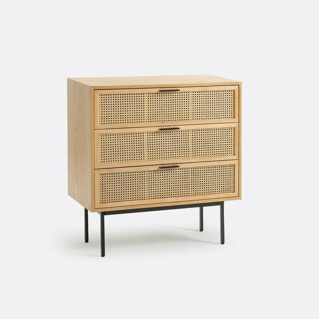 Commode 3 tiroirs Waska naturel/noir <span itemprop=