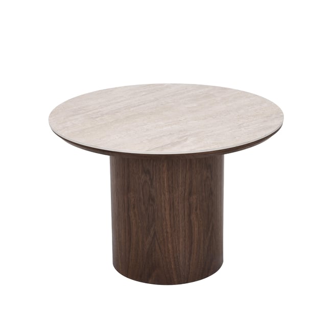 Table basse en céramique  LOFA Couleur effet travertin et noyer <span itemprop=
