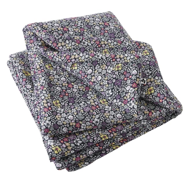 Bout de lit gaze de coton Malia fleuri multicouleur <span itemprop=