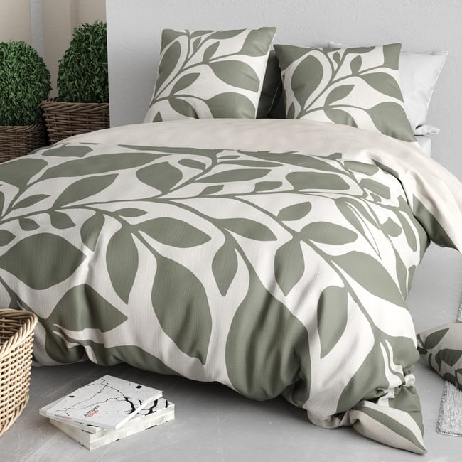Parure housse de couette en coton imprimée, Nais - C DESIGN HOME TEXTILE