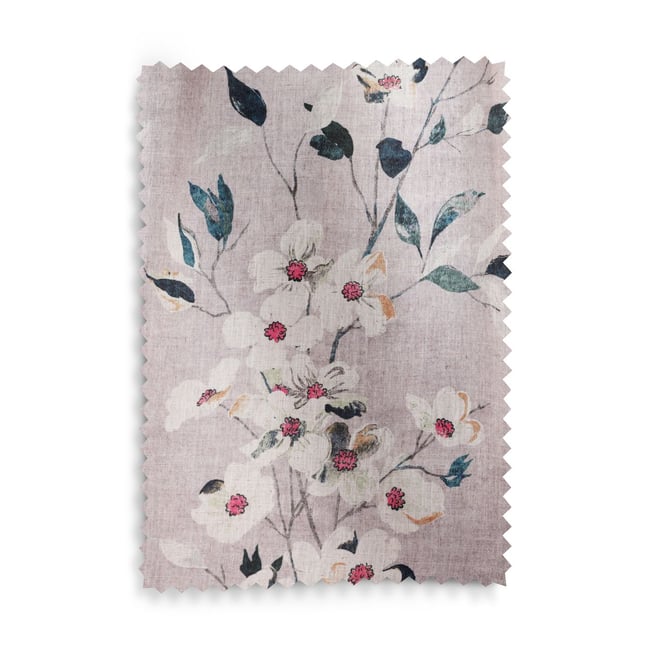 Rideaux occultants aspect lin œillets/fleurs naturel <span itemprop=