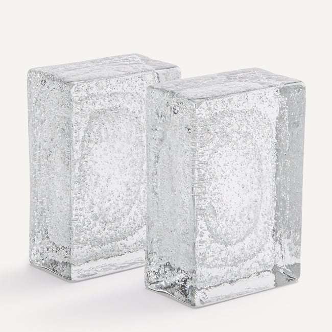 Lot de 2 serre-livres en verre, Diafani Couleur transparent <span itemprop=