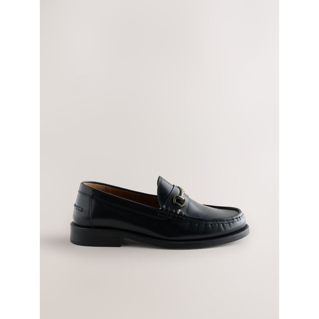 Mocassins en cuir avec mors et bout renforcé noir <span itemprop=