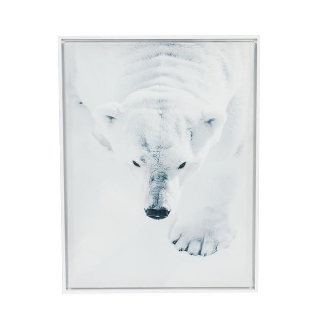 Toile ours polaire sur la banquise 60x80 cm Couleur blanc <span itemprop=