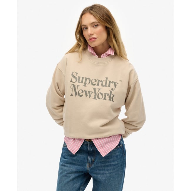 Sweatshirt Ample Col Rond Brand Mark gris cassé <span itemprop=